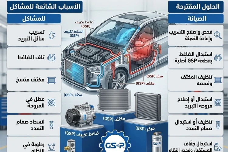 مشاكل تكييف السيارة
